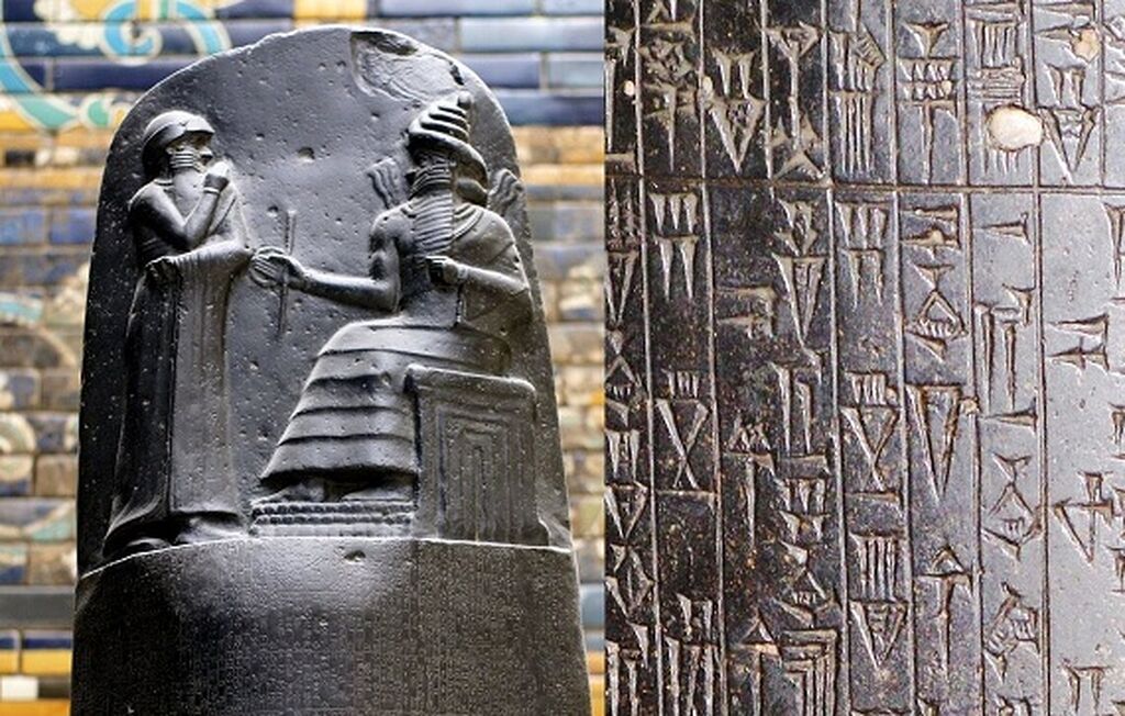 древний каменный барельеф с изображением суда или законов