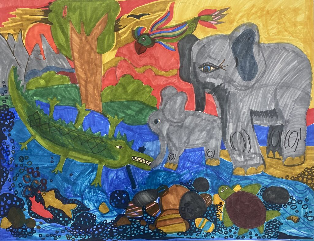 4 место - Останкова Инесса, 7 лет, Почему у слона хобот длинный, преп. Фомина Ольга Николаевна, ДХШ 17