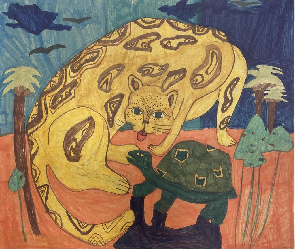 3 место - Останкова Инесса, 7 лет, Гиена и черепаха, преп. Фомина Ольга Николаевна, ДХШ17