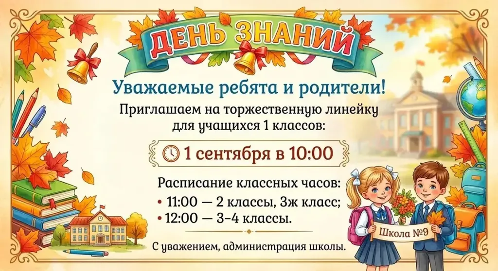 Объявление о расписании